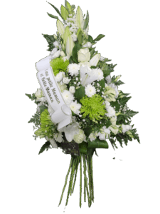 Bouquet deuil piqué 70 cm de long - blanc
