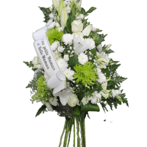 Bouquet deuil piqué 70 cm de long - blanc