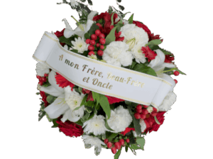 Coussin rond 40 cm - rouge et blanc