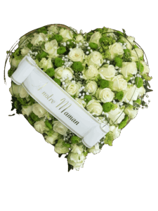 Cœur plein 40 cm - roses blanches