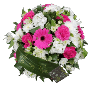 Coussin rond 40 cm - rose et blanc