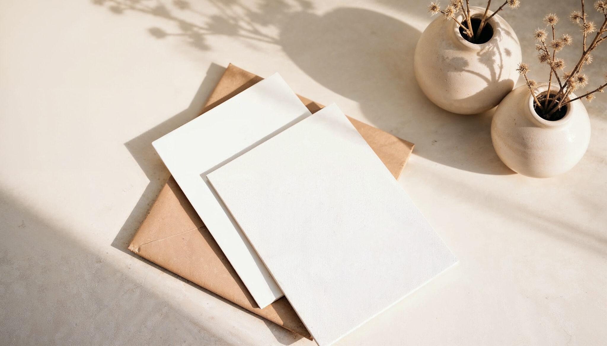 Cartes funéraires et faire-part avec enveloppes et décorations.